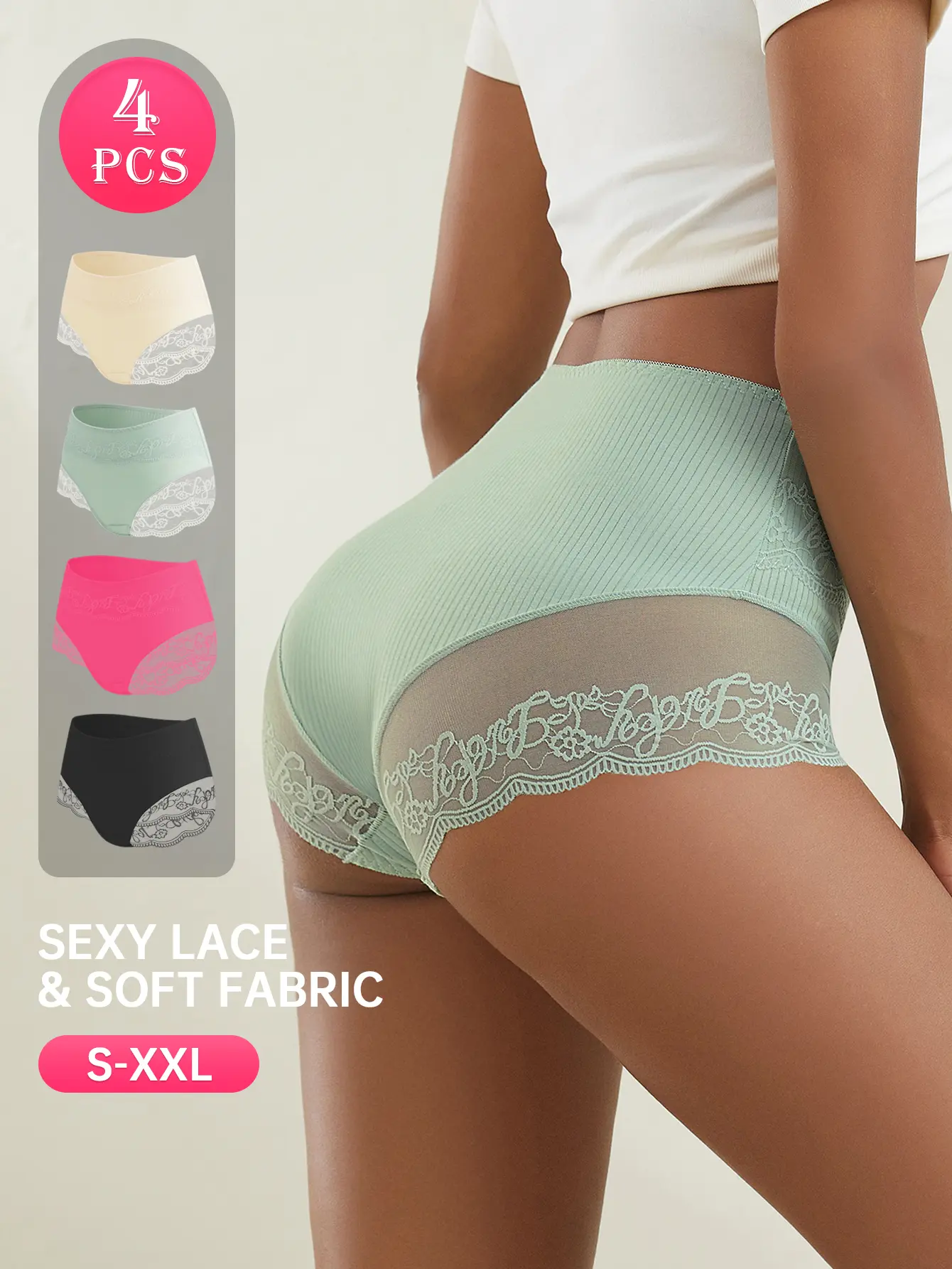 4 Pack Women's High Waisted Brief Panties, Full Coverage Breathable Stretch Underwear, Soft Comfortable Fit, Lightweight Everyday Essentials, Daily Wear, S-XXL