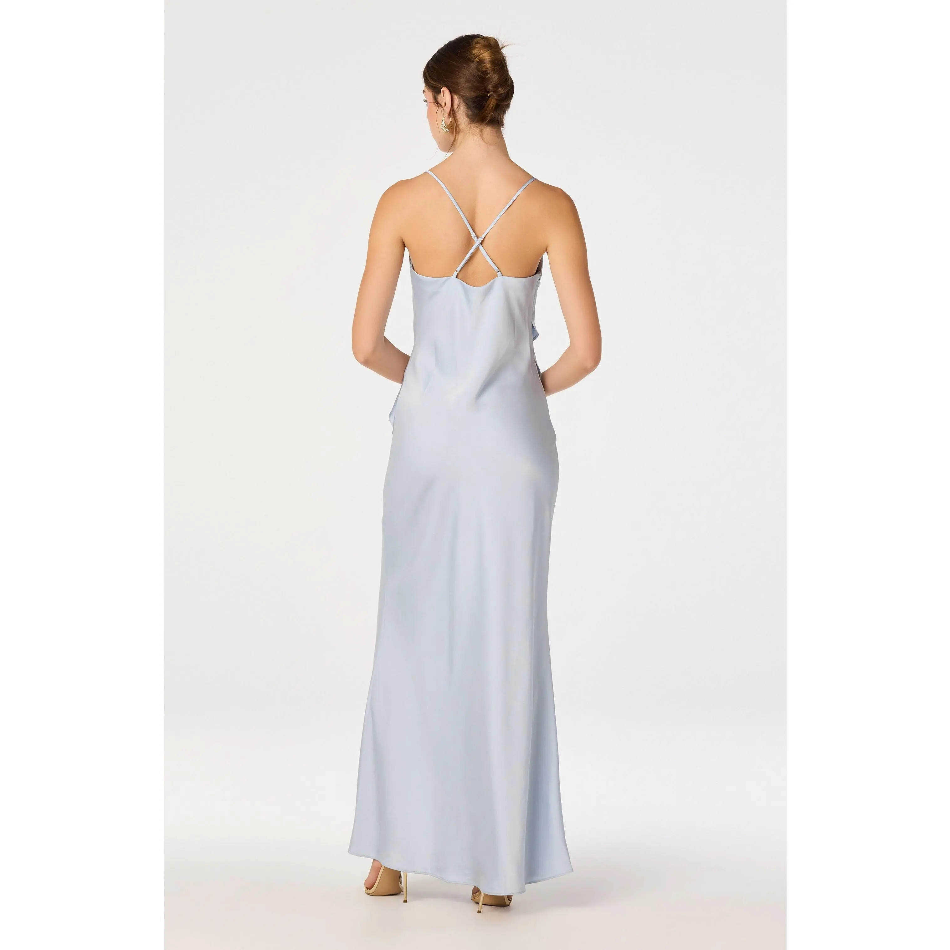 Adelina Satin Ruffle Maxi Dress - TikTok Shop
