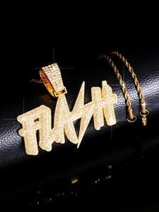 1pc Hip-Hop Flash Letter Big Pendant | Shiny & Chunky Twist Chain Necklace✨ Perfect for Street Dance & Rap