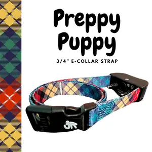 3/4" Replacement E-Collar Strap – Soft, Lightweight Polyester | Adjustable Fit 12"–26" Neck | Preppy Puppy