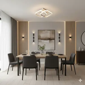 Modern LED Ceiling Light, Three-Color Changing, Square Acrylic Material, Ideal for Bedroom Living Room Kitchen Balcony Hallway