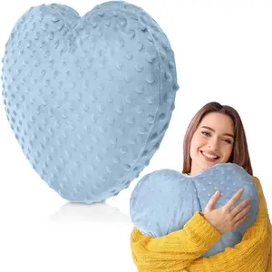 Weighted Sensory Pillow Glass Bead Calming Hug Pillow Gifts for Women Wife Anxiety & Stress Relief Heart Shaped 12x12 Cooling Cushion for Adults Relaxation Gift(Sky Blue)