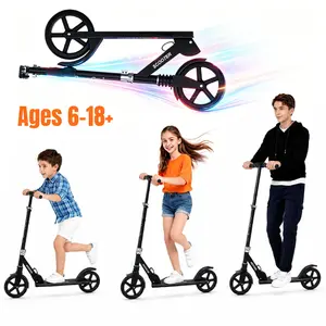 [US Stock] Safe Foldable Kick Scooter with Large 8" Wheels – Smooth & Stable Ride for Age 6+ Kids Teens Adults - Adjustable Height Heavy Duty 240lbs, Anti-Shock Suspension - for Commuting, Leisure, Gifting - Nattork