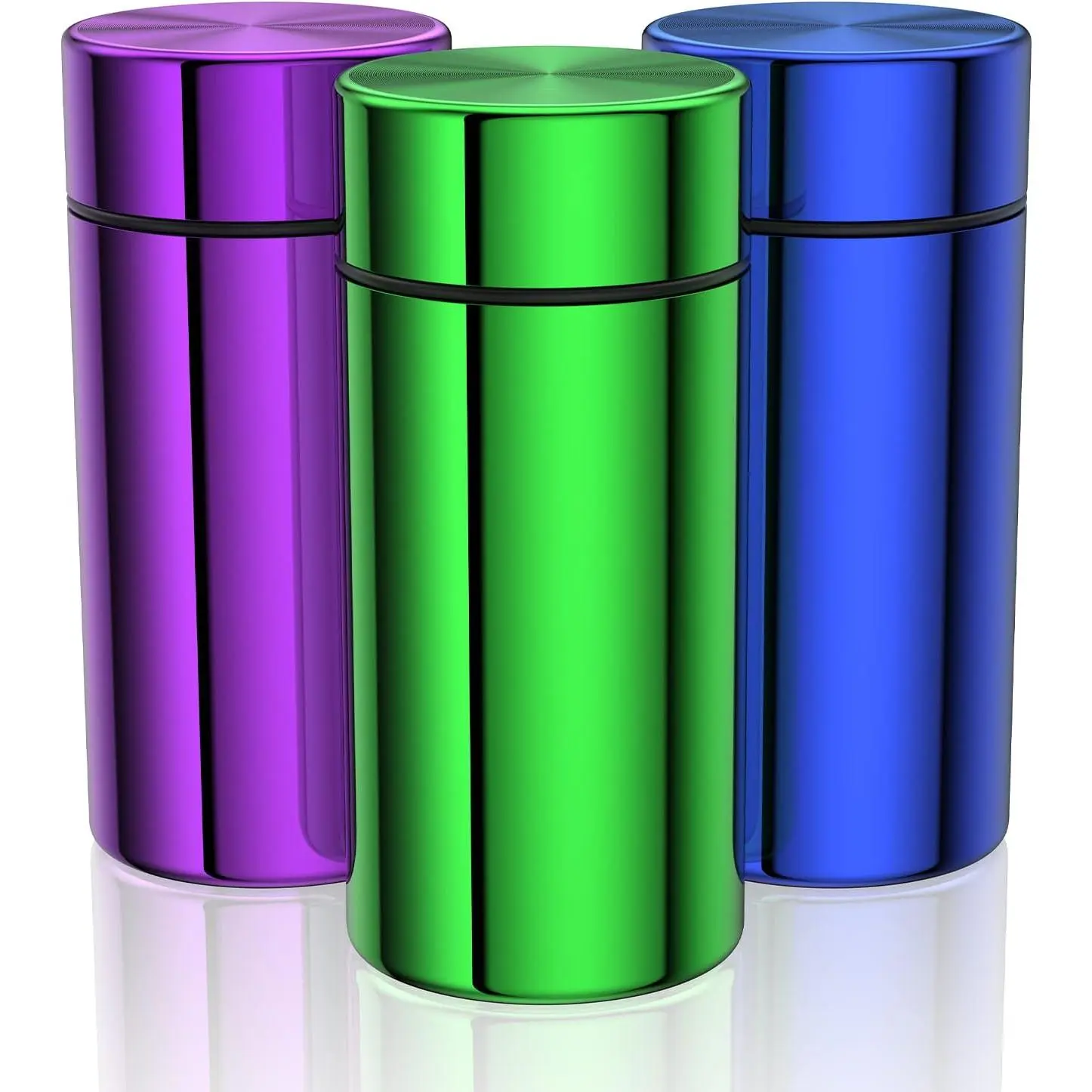 3-Pack Aluminum Tin Storage Jars - Airtight, Smell-Proof, Compact Refillable Containers for Coffee/Tea On-the-Go, Portable Home Organizer