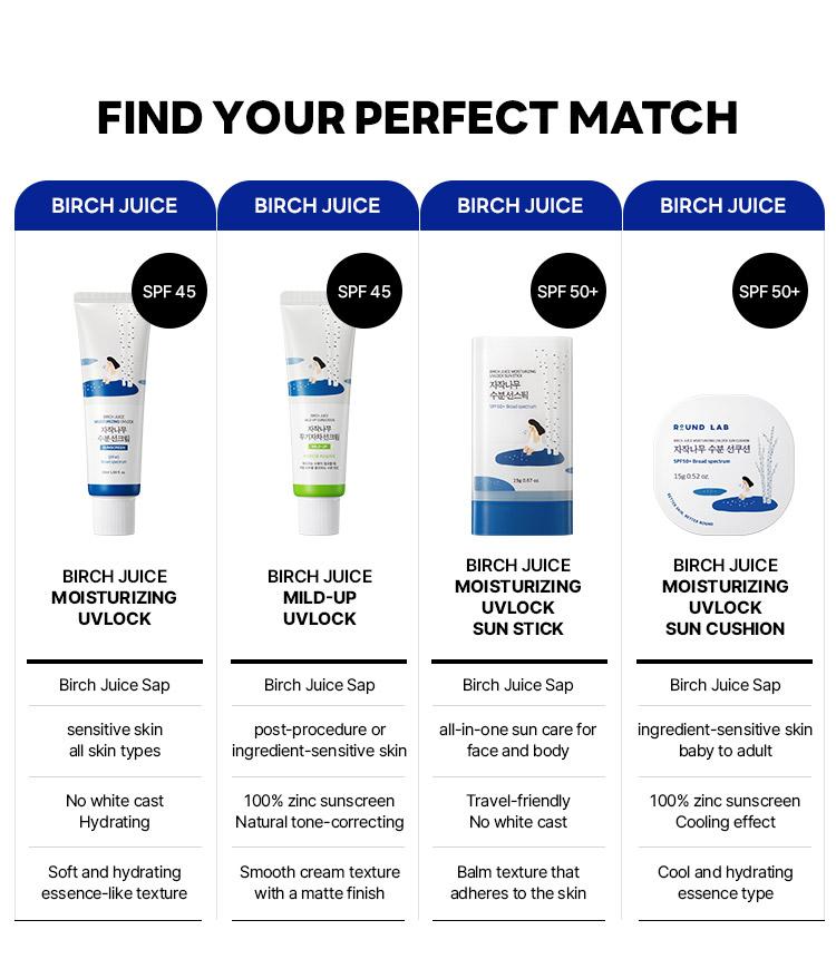 [ROUND LAB] Birch Juice Moisturizing Sunscreen_OTC version_50ml Skincare Facial Moisturizing Hydrating Suncare UV Protection