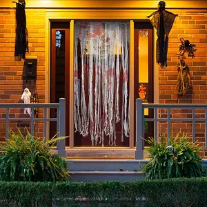 3Pcs Halloween Doorway Curtain- 65x39 Inch Door Curtain Decorations with Bloody Prints- Bloody Creepy Cloth for Scary Halloween Party Haunted House Entrance