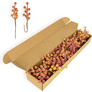 Frosted Artificial Berry Stems 32 Pack Fall Floral Picks and Sprays 6.5 Inch Small Orange Berry Branches for Autumn Thanksgiving Harvest Christmas Tree DIY Decorations