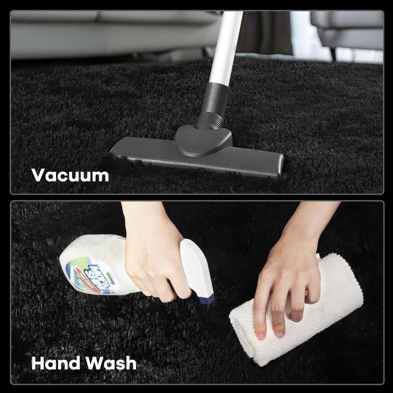 Shag Area Rugs for Living Room Bedroom , 5x8 Ultra Soft Fluffy Non-Slip Rug, Washable Indoor Carpet for Dorm Nursery Kids Room, Black Home Decor Shag Area Rugs for Living Room Bedroom , 5x8 Ultra Soft Fluffy Non-Slip Rug, Washable Indoor Carpet for Dorm Nursery Kids Room, Black Home Decor