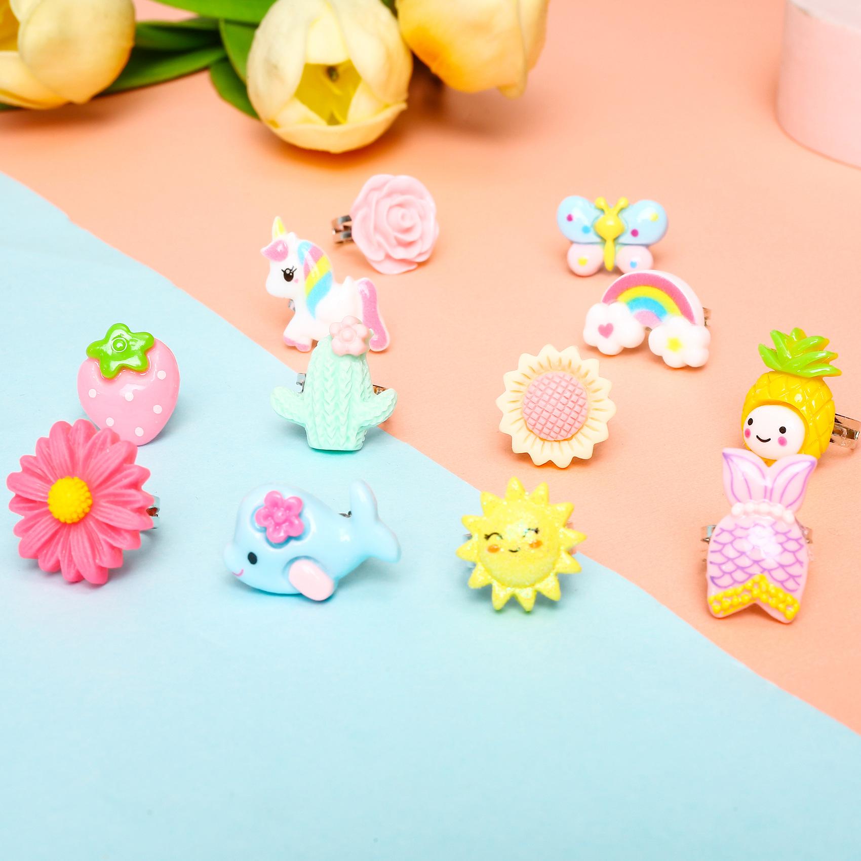 Kids Gifts Adjustable Ring 24P Pink Sheet Cute Rings for Girls - Pink Theme, Nickel Free, Safe Materials, Suitable for Ages 3-8, Birthday Gift