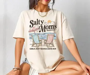 Comfort Colors Salty Moms Beach Club Shirt, The Beach Club T-shirt, Aesthetic Beach Tee, Mama's Gift, Summer Vibes Shirt, Gift For Mom