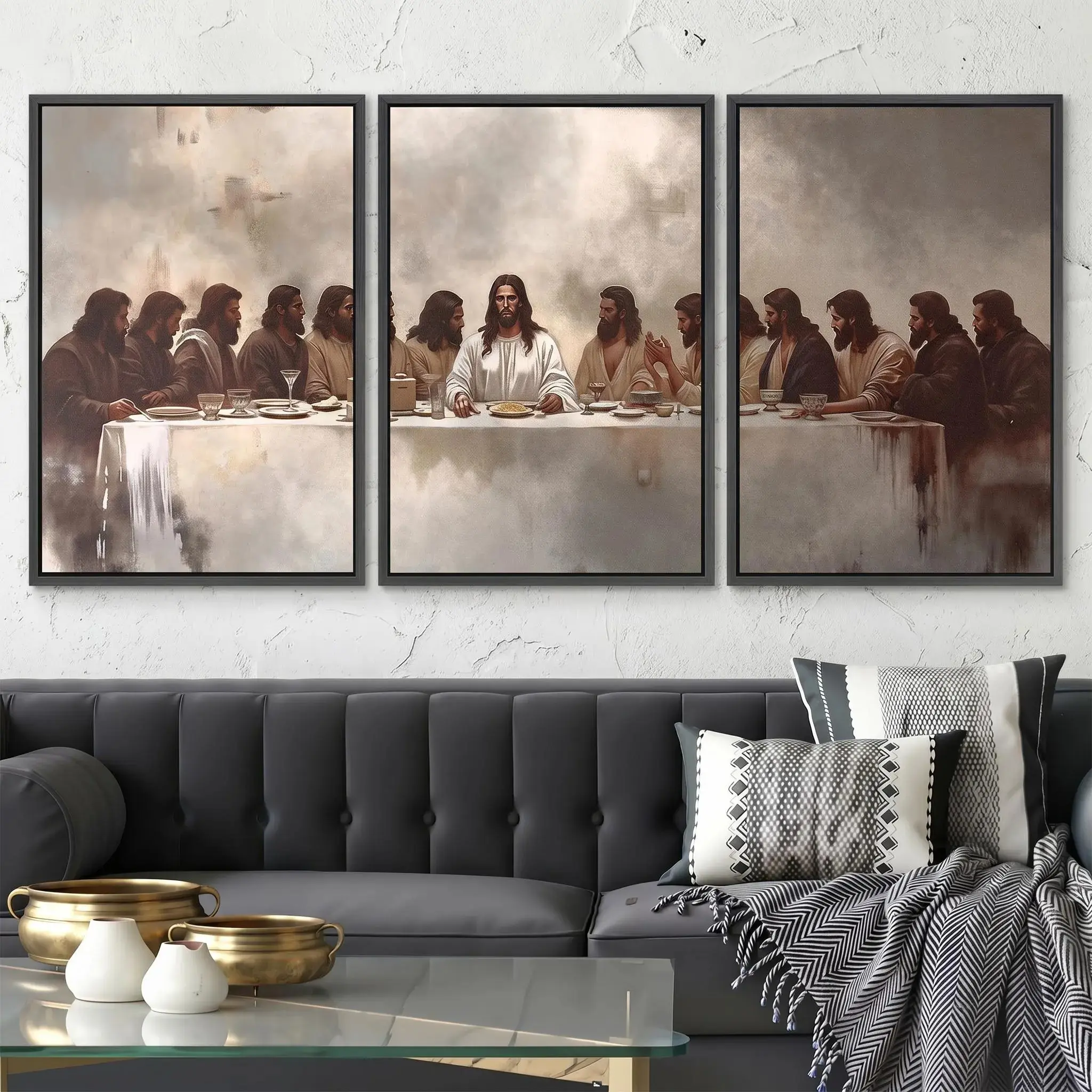 Set of 3 Last Supper Poster Christian Wall Art Jesus Christ Print Religious Decor Unframed