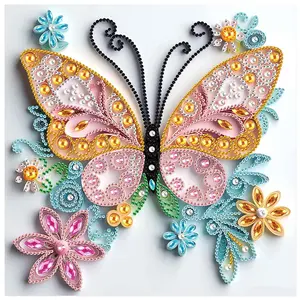 Butterfly Pattern DIY Diamond Art Painting Kit without Frame, 5D Special Shape Crystal Artificial Diamond Partial Mosaic Handicraft for Beginners