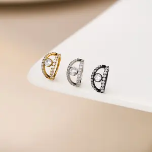 Oufer 20G 316L Stainless Steel FallFreshness Double Hoop Nose Ring with a CZ in the Center Elegant Design for Stylish Wearers