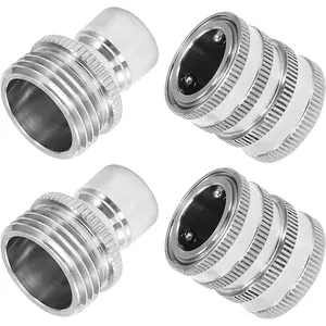 Garden Hose Quick Connect Fittings, 3/4 Inch GHT Stainless Steel, Quick Connector Set