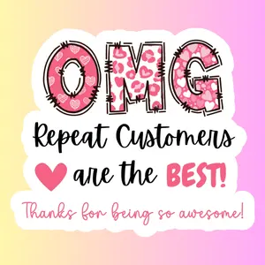 OMG Repeat Customers Are the Best" Glossy Thank You Stickers for Small Business Packaging (48-Pack)