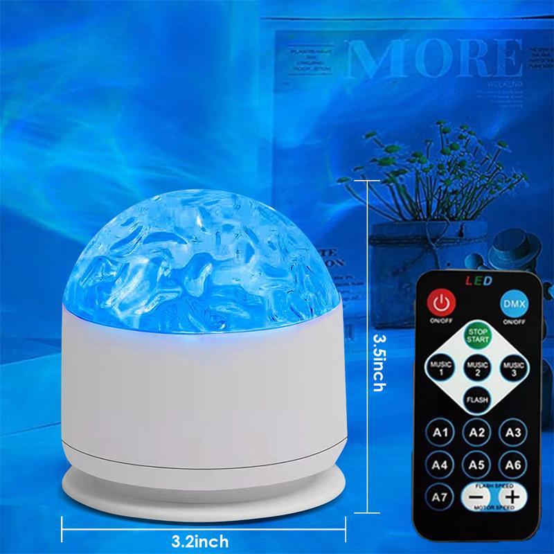 HIRO 16 Colorful LED Projector Light with Remote Control for Bedroom Decoration Ocean Wave & 3D Water Ripple Star Night Light Romantic Mood Lighting Effects