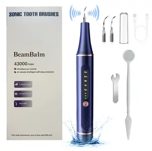 BeamBalm Electric Tooth Cleaner Tartar Remover with LED Light 5 Modes Rechargeable Kit 2 Replaceable Heads for Efficient Oral Hygiene