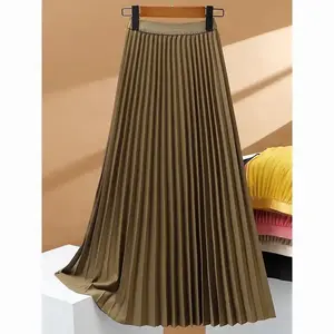 Black pleated skirt, with feminine charm, high waist, loose and long style, suitable for all occasions, casual style half skirtRAIMENTRY