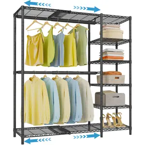 VIPEK X2 Expandable Reach-in Closet Racks Adjustable from 3'3" to 4'8" Portable Open Walk-in Closet Rack System with Flexible Shelves and Hanger Rods Clothing Rack for Hanging Clothes