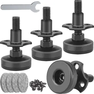 Adjustable Leveling Feet Furniture Levelers Table Feet Heavy Duty Leg Levelers for Cabinets Sofa Tables Chairs, Support 1320LBs, T-Nut Kit 3/8”-16 Thread, Large Base, 4 Pack, Black