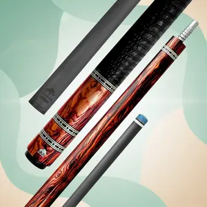 Rhino RETRO Cocobolo Carbon Fiber Pool Cue with Crocodile-Embossed Microfiber Leather Wrap, Five-Ring Butt Design, Pro Taper Shaft, Time Crystal 12.5mm Tip, Stainless 3/8-8 Joint