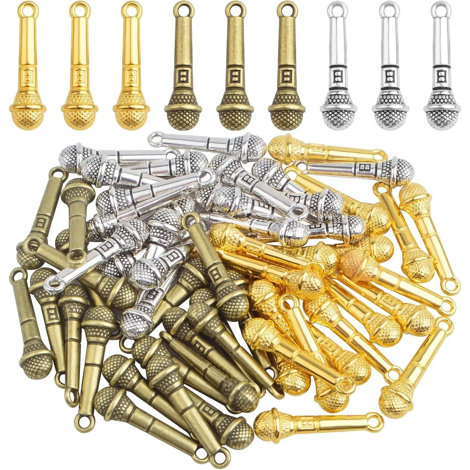 JMKTOOL Antique Silver Musical Microphone Instrument Notes Music Symbols Handmade Charms Mixed Music Elements Pendants for DIY Necklace Bracelet Earrings Jewelry Making Crafting