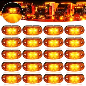 LED Trailer Lights Kit Front Rear Side Marker Clearance Indicators Light Lamp, 20Pack Amber DC12-24V 2.5" Waterproof Universal for RV Camper Truck Van Caravan Boat