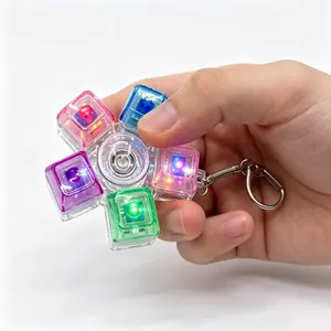 Glowing Keyboard Gyro Fidget Keychain, LED Light Loud and Silent Fidget Keyring, Stress Relief Click Fidget Keyboard, Focus and Calm Anxiety, Keychain for Purse