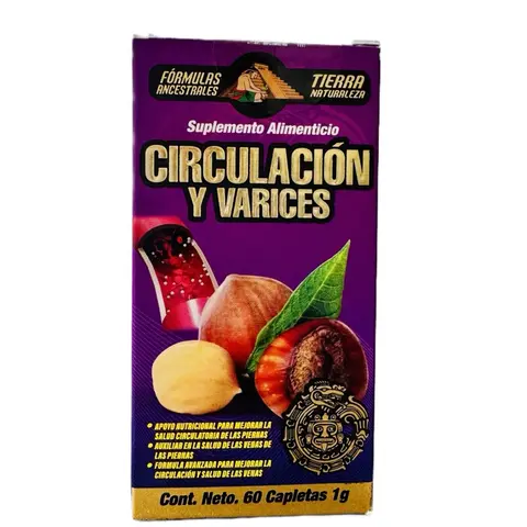 Circulation Varico Horse Chestnut Botanical Complex 60 Caplets Dietary Supplement with L-Arginine B-Complex and Ginkgo