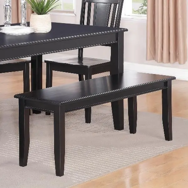 212 MAIN Dudley Dining Bench - Black, Solid Wood Construction, Design, Wood Seat, Requires Assembly (DU-WB-BLK Model)
