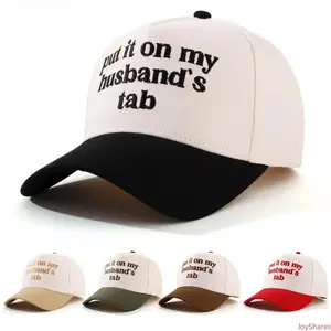 Put It On My Husband's Tab Embroidered Trucker Hat, Adjustable Snapback Baseball Cap For Men And Women, Suitable For Daily Casual Wear And Father'S Day Gifting
