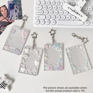 1 Piece Style Transparent Gacha Card Holder, Korean 3 Inch Idol Small Card Case, Cute Star Badge Holder for Students