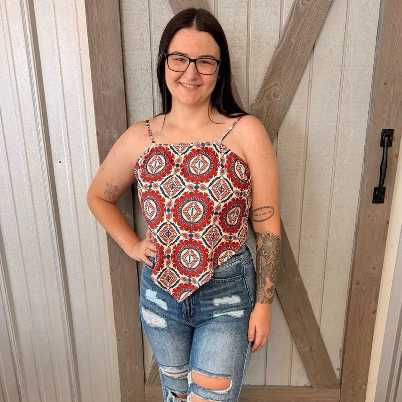 Red, White and Blue Bandana Top