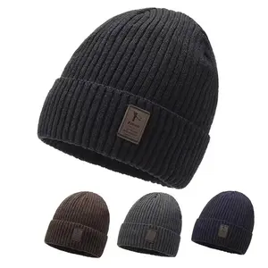 Men's Winter Knit Hat with Fleece Lining, Outdoor Warmth & Cold Protection, Thickened Earflap Design, Fall & Winter Fashion Accessory