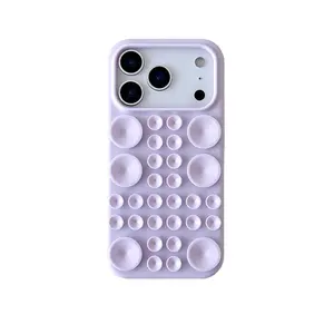 Suitable for iPhone 17 Pro Max Large Suction Cup Silicone Case, Skin-Friendly, Pure Color Silicone Soft Shell