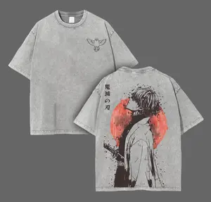 Retro Vintage Limited Zenitsu Agatsuma Demon Slayer Anime Double Printed Washed Tee Unisex Oversize Anime Manga Washed Lightweight Cotton T-Shirt Gift For Anime Fan Casual Style Clothes Apparel