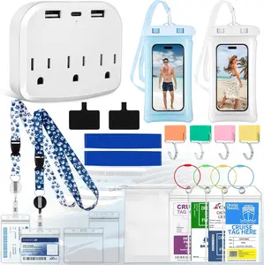 Mothers Day Gift Cruise Essentials 2026 - Complete Cruise Must Haves Kit with Cruise-Safe Non-Surge Power Strip, Adjustable Lanyards, Magnetic Hooks, Luggage Tags & Reusable Towel Bands for All Cruise Lines