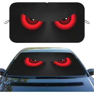 Funny Car Windshield Sunshades Heatshield Front Window Car Sun Shade Red Eyes Windshield Blocks UV Rays Sun Visor Protector for Car Sedan Truck SUV Accessories 59" L X 31.5" W