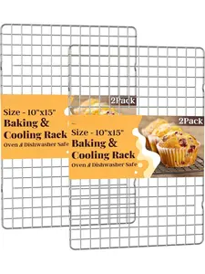 Cooling Racks for Cooking and Baking - 2 PCS 10" x 15" Grid Wire Baking Rack for Oven Cooking, Baking, Grilling, Roasting - Dishwasher Safe Bacon Rack - Fits Jelly Roll Cookie Sheet Pan