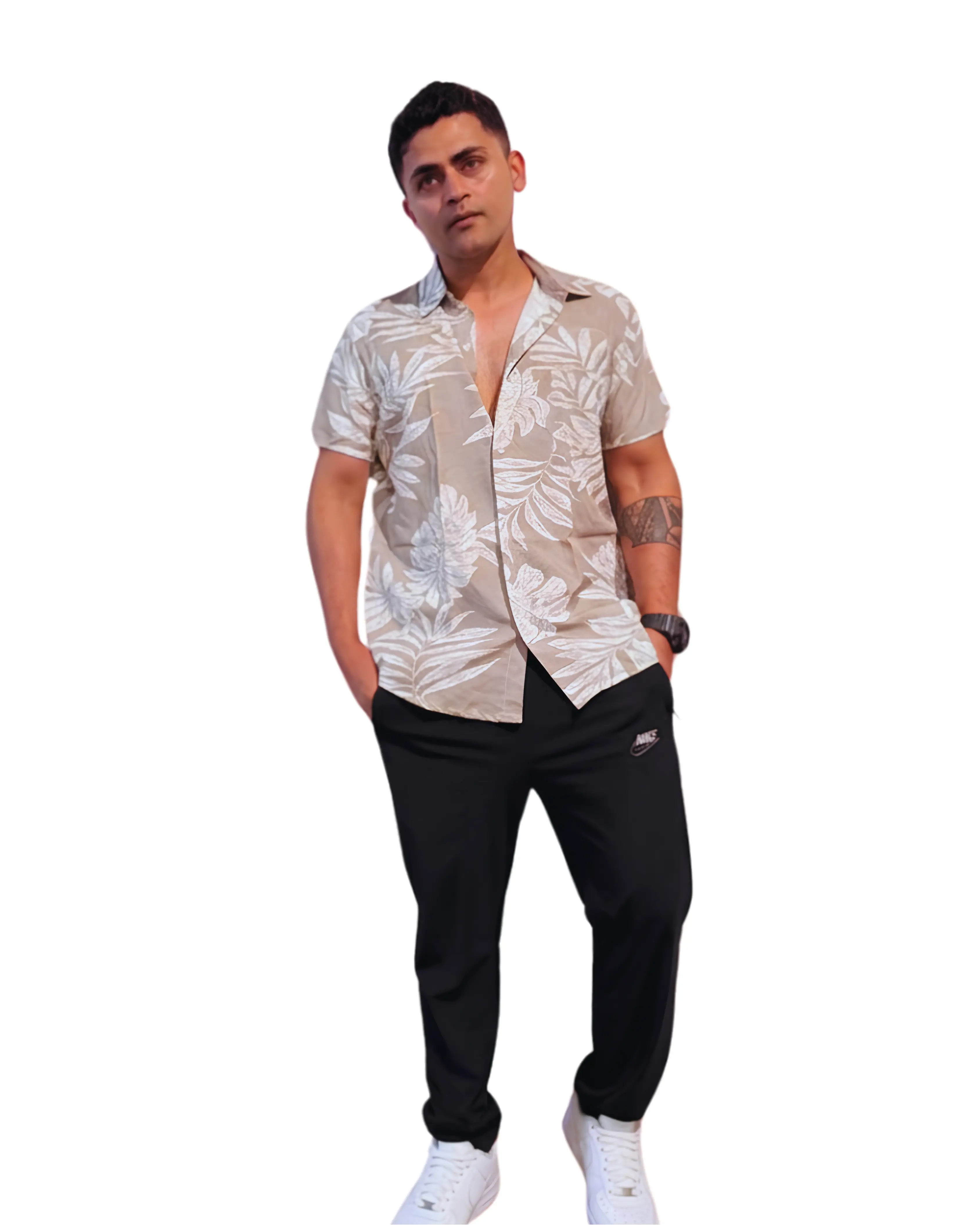 Men's Floral Print Short Sleeve Shirt