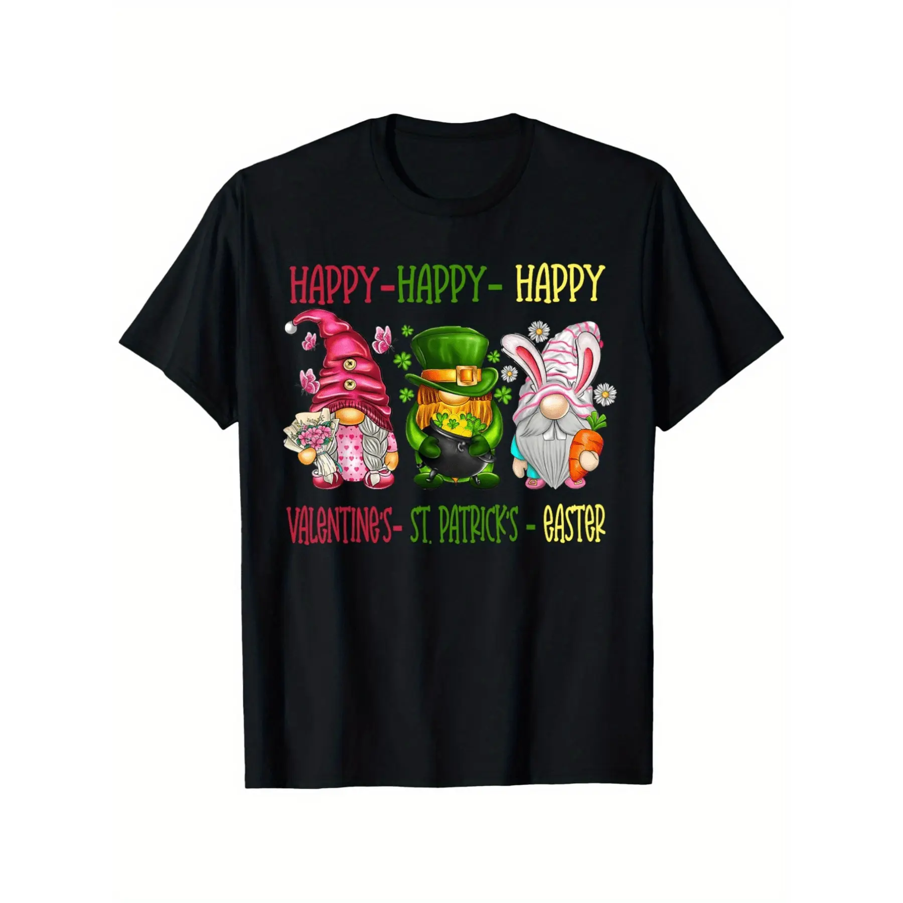 GGOR Happy Valentines St Patrick's Day Easter Day Gnome T-Shirt, Suitable for All Men And Women Outdoor Short-Sleeved T-Shirts in All Seasons, Ready to Wear S-XXXL
