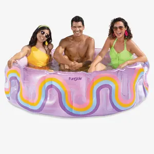 Funsicle 5.5ft Wavy Rainbow Funcuzzi Pool, Inflatable Swimming Pool, Multicolor, Round, Age 6 & up