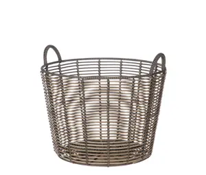 Better Homes & Gardens Extra Large Round Poly Rattan Storage Basket with Handles