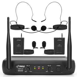 Dual Channel Wireless Mic System - Clear Sound, VHF, 2 Lavalier & Headset Dual Channel Wireless Mic System - Clear Sound, VHF, 2 Lavalier & Headset