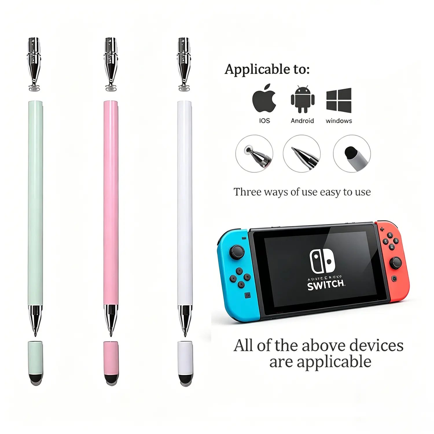 3-in-1 neutral pen flat pen,High Precision Universal Stylus Pen for iTablets, Phones, Switch, suitable for all ages, for Touch Screen, can be used as a School Season gifts,birthday gifts Stylus for school sets NO Bluetooth Needed DealsForYouDays