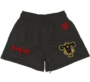 Black Clover Asta Subtle Gym Shorts Workout Sport Knee Pants with Pockets Athletic Sweat Walking Summer Embroidered Shorts