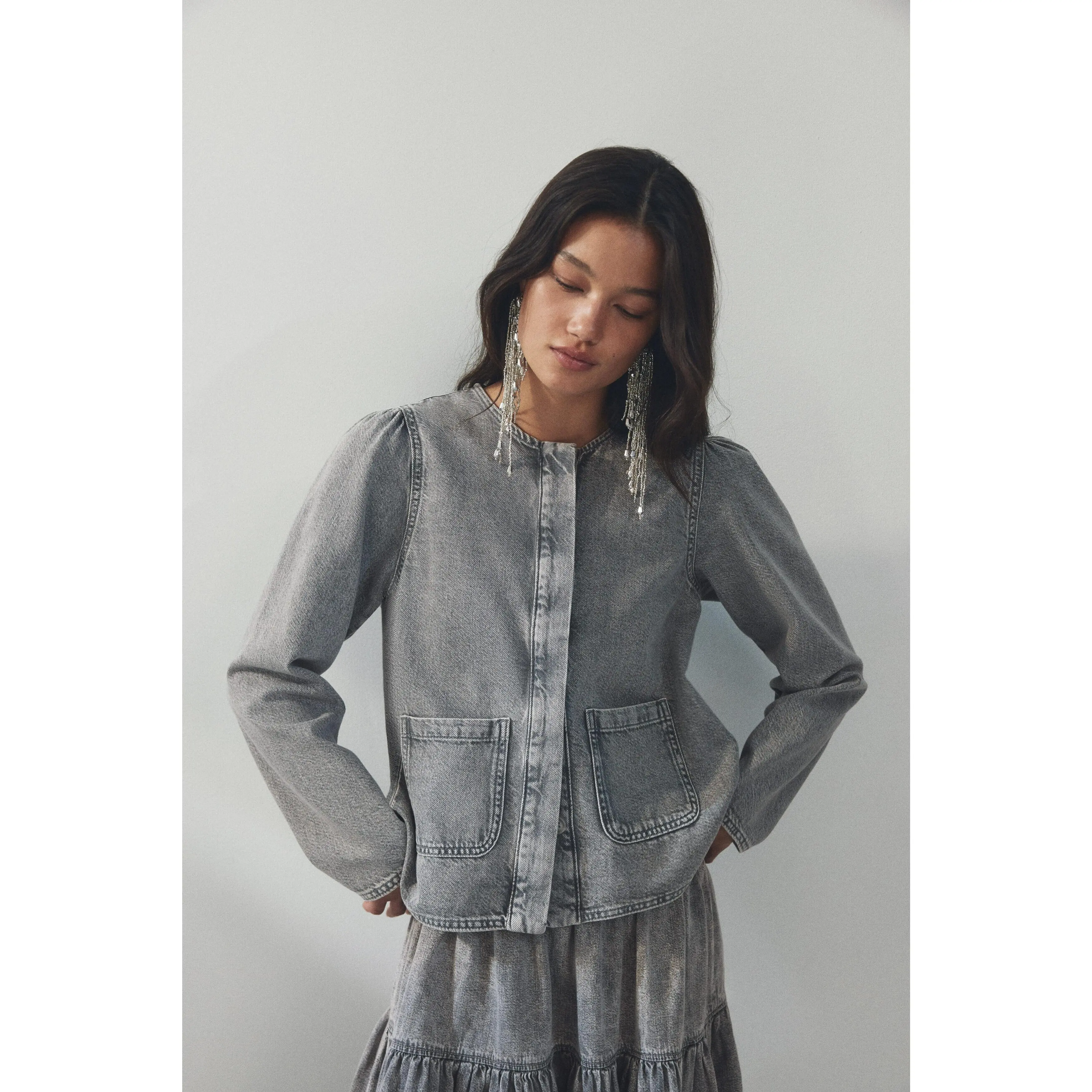 H&M Puff-sleeved denim jacket