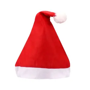 Christmas Hat, Premium Non-woven Fabric Santa Hat, Christmas Decoration for Children, Adults, Men & Women, Red Santa Claus Hat for Christmas Holiday Party
