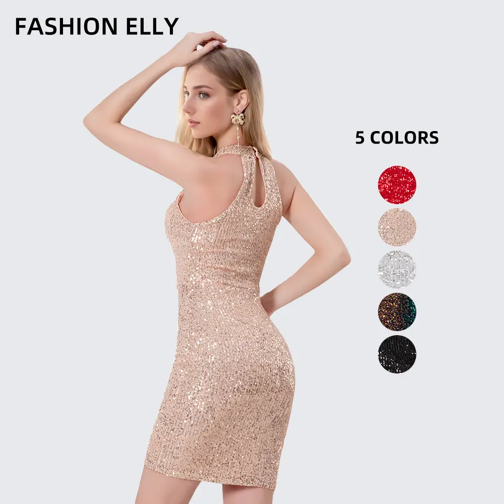Fashionelly Sequin Party Sparkle Cocktail Party Clubwear Evening  Dancewear Black Sexy Elegant Bodycon Glitter red Dress sequin dress