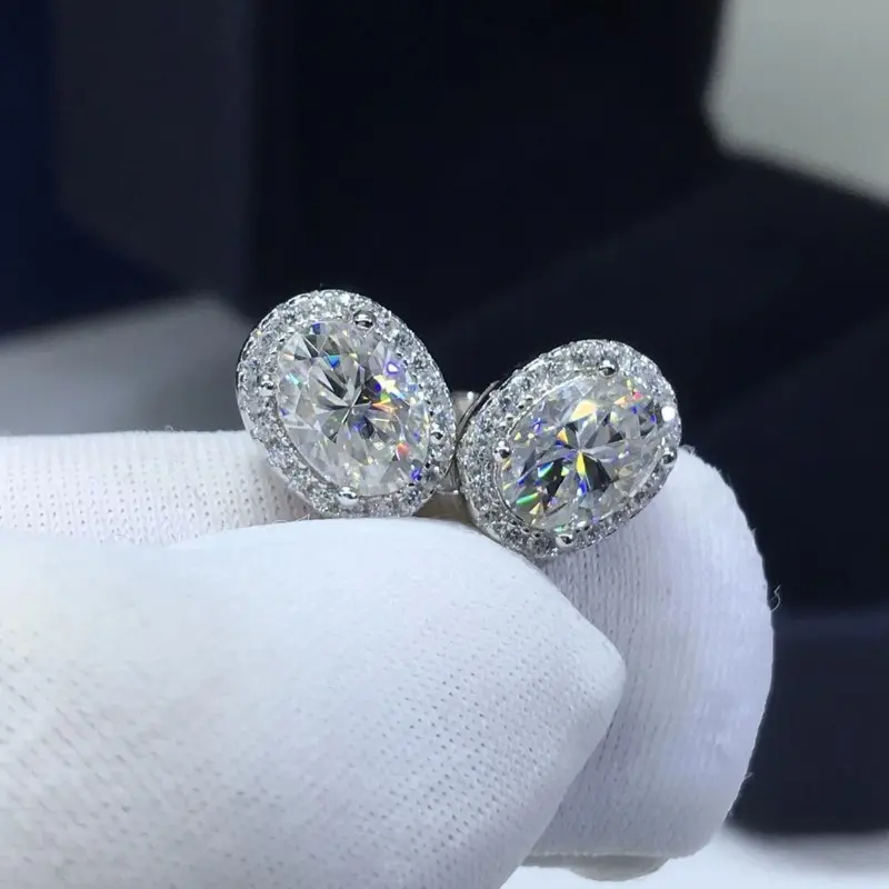 1 Pair (2 Pcs) 1ct Oval Statement Hoop Earrings - Birthday, Anniversary & Valentine's Day Gift for Lover | Christmas, New Year Festive Jewelry